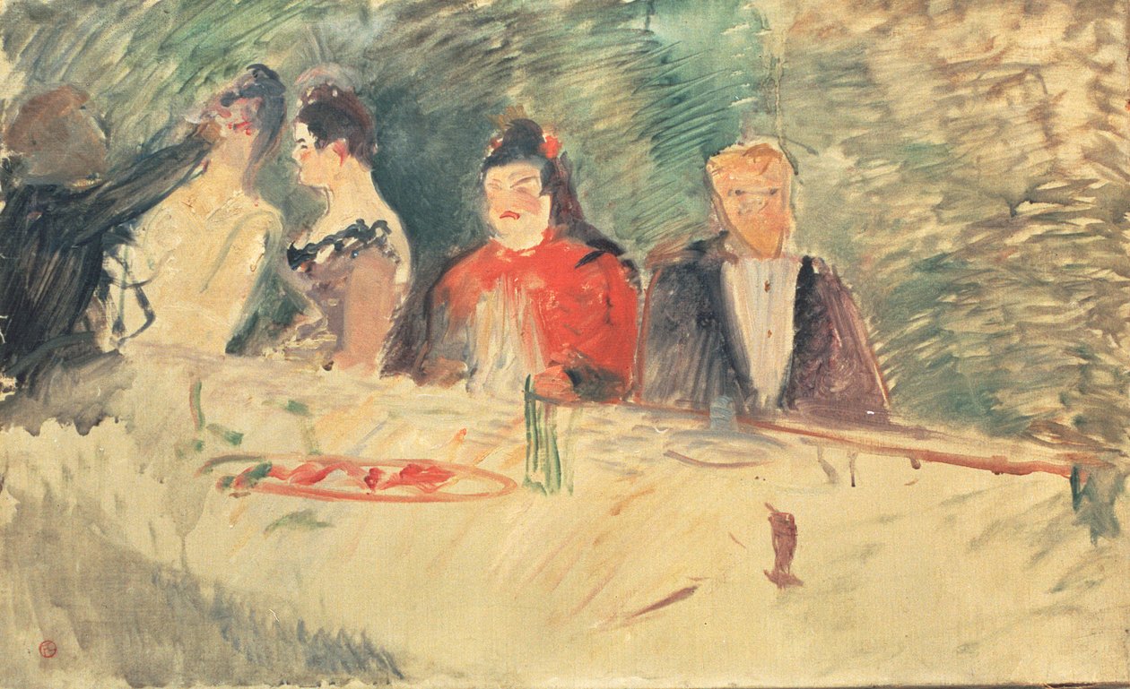 1887年“晚餐”的素描 作者 亨利·德·图卢兹·劳特雷克