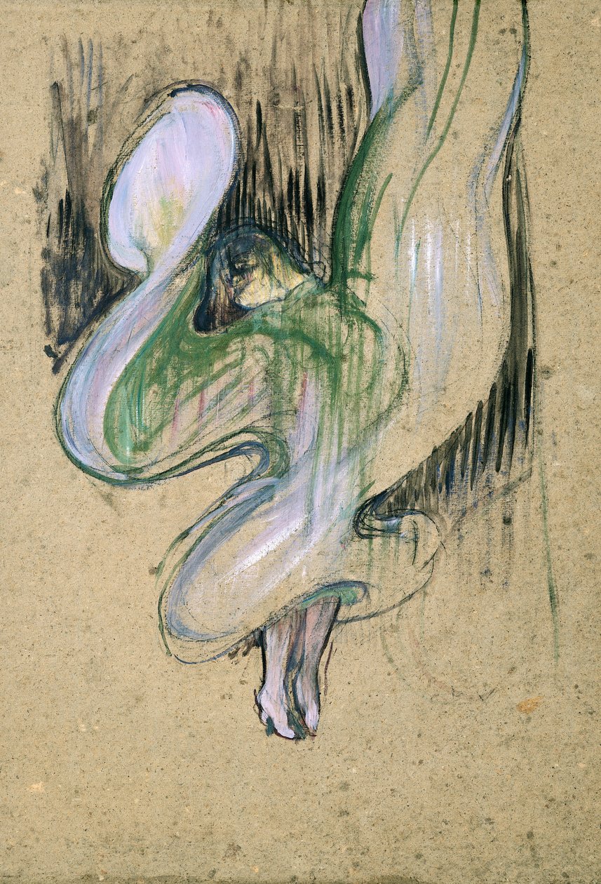 研究Loie Fuller（1862-1928）在Folies-Bergere，1893年（纸上油） 作者 亨利·德·图卢兹·劳特雷克