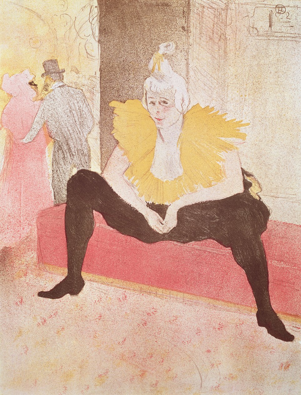Clowness Cha-U-Kao坐着，1896年 作者 亨利·德·图卢兹·劳特雷克