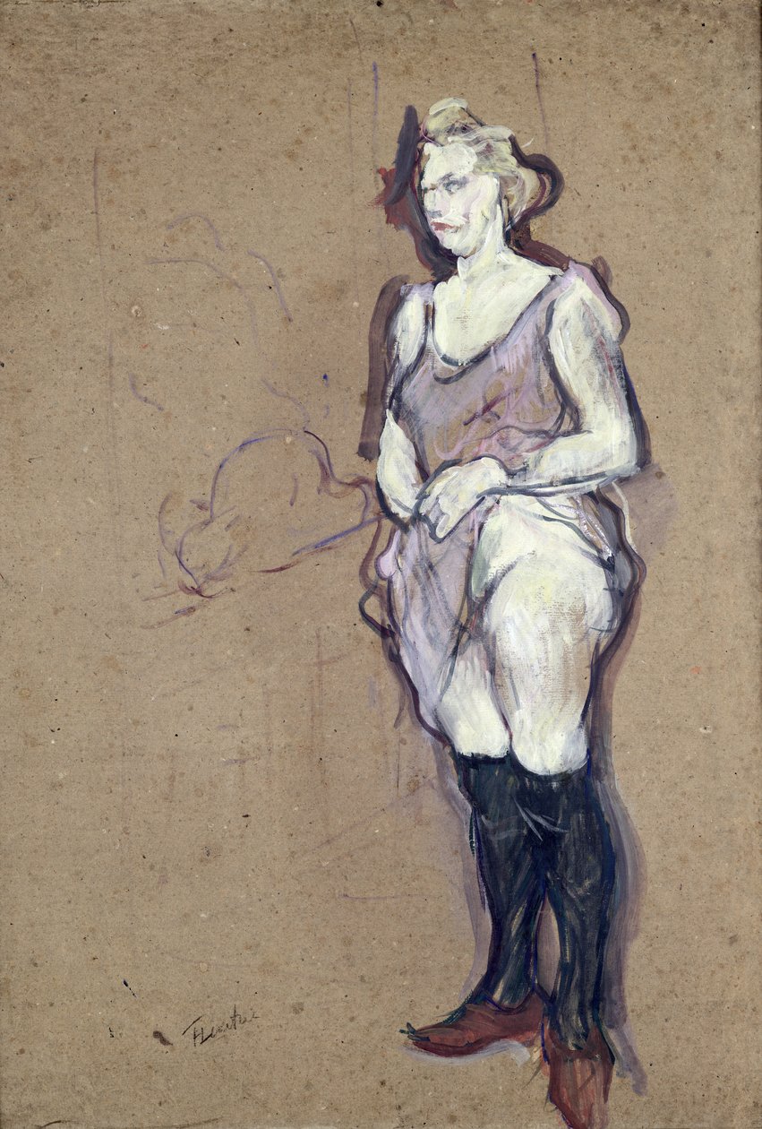 医疗检查：金发妓女，1894年（油卡） 作者 亨利·德·图卢兹·劳特雷克