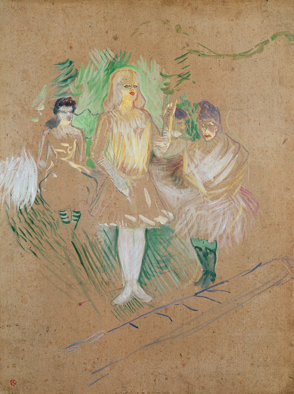 在Folies-Bergères，1894年的三个数字（油卡） 作者 亨利·德·图卢兹·劳特雷克
