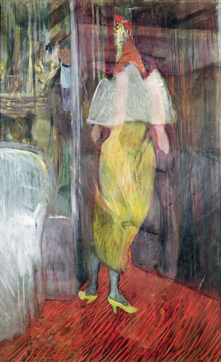 女人在剧院进入一个盒子，1894年 作者 亨利·德·图卢兹·劳特雷克