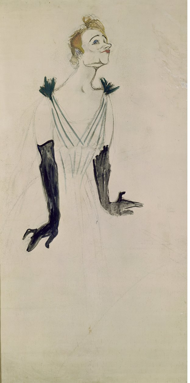 Yvette Guilbert（1865-1944），1894年（木炭和石油） 作者 亨利·德·图卢兹·劳特雷克