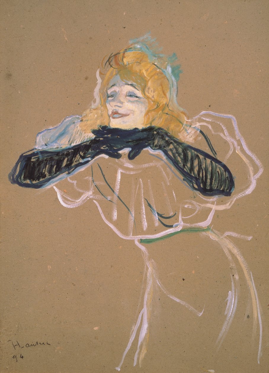Yvette Guilbert（1867-1944）演唱&39;Linger，Longer，Loo&39;，1894年（纸上油） 作者 亨利·德·图卢兹·劳特雷克