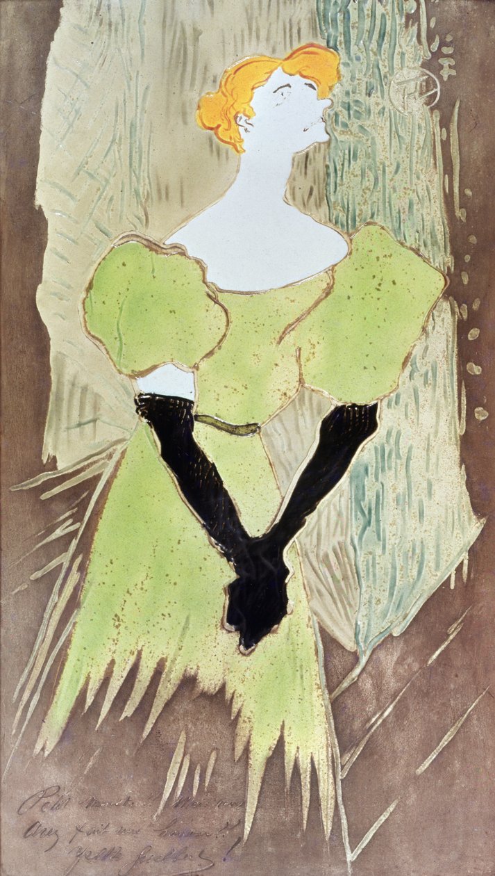 Yvette Guilbert，音乐大厅歌手，1895年（珐琅上油） 作者 亨利·德·图卢兹·劳特雷克