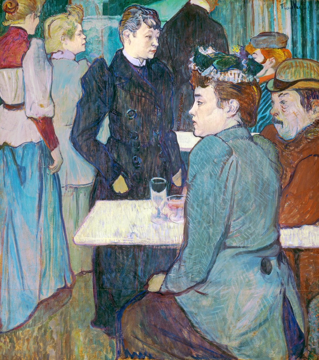 1892年Moulin de la Galette的一角（纸板上的油） 作者 亨利·德·图卢兹·劳特雷克