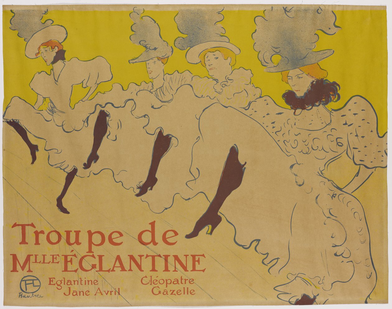 La Troupe de Mademoiselle Eglantine，1895年（刷子，蜡笔和飞溅石版，纸上印有四种颜色） 作者 亨利·德·图卢兹·劳特雷克