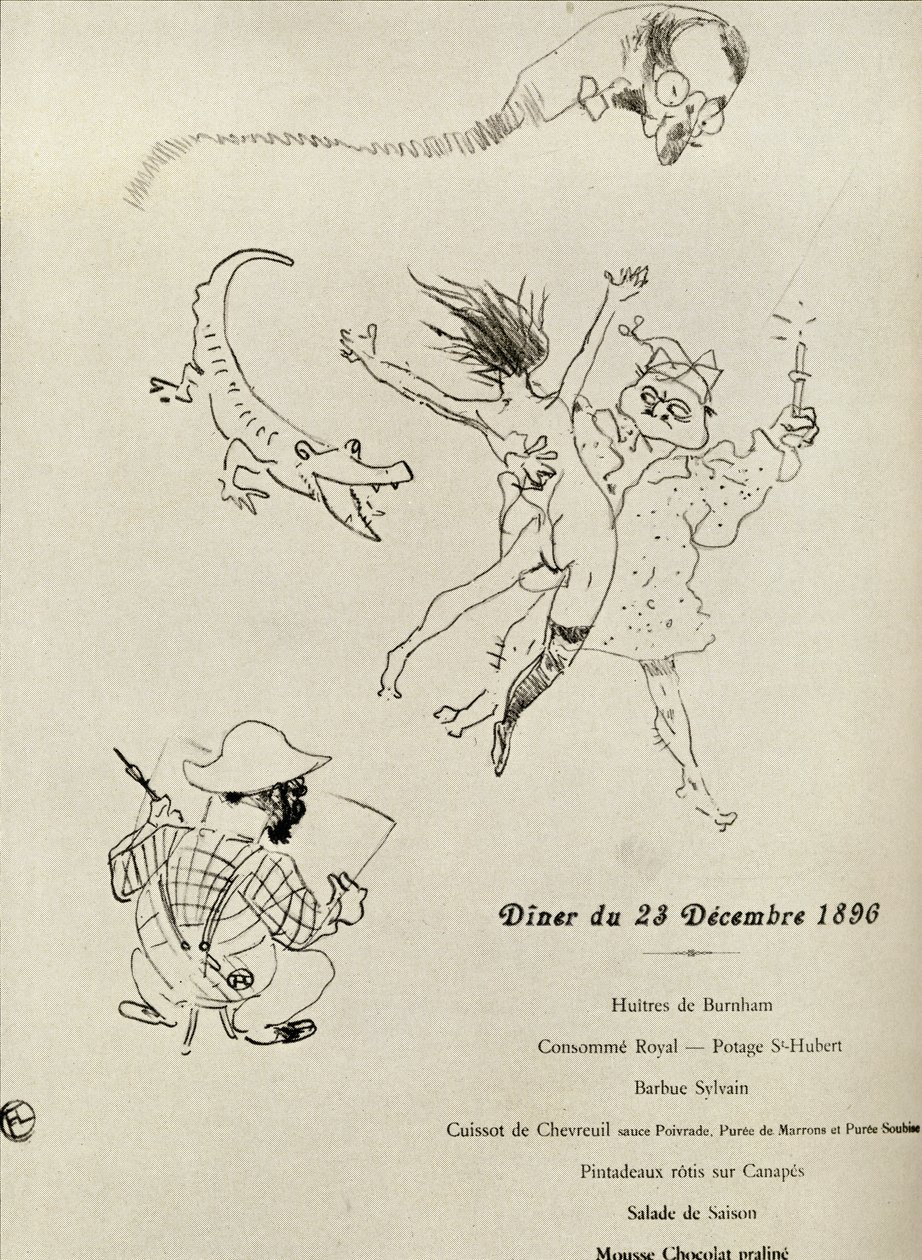 菜单来自Le Crocodile，1896年，来自Gerstle Mack的&39;Toulouse-Lautrec&39;，1938年出版 作者 亨利·德·图卢兹·劳特雷克