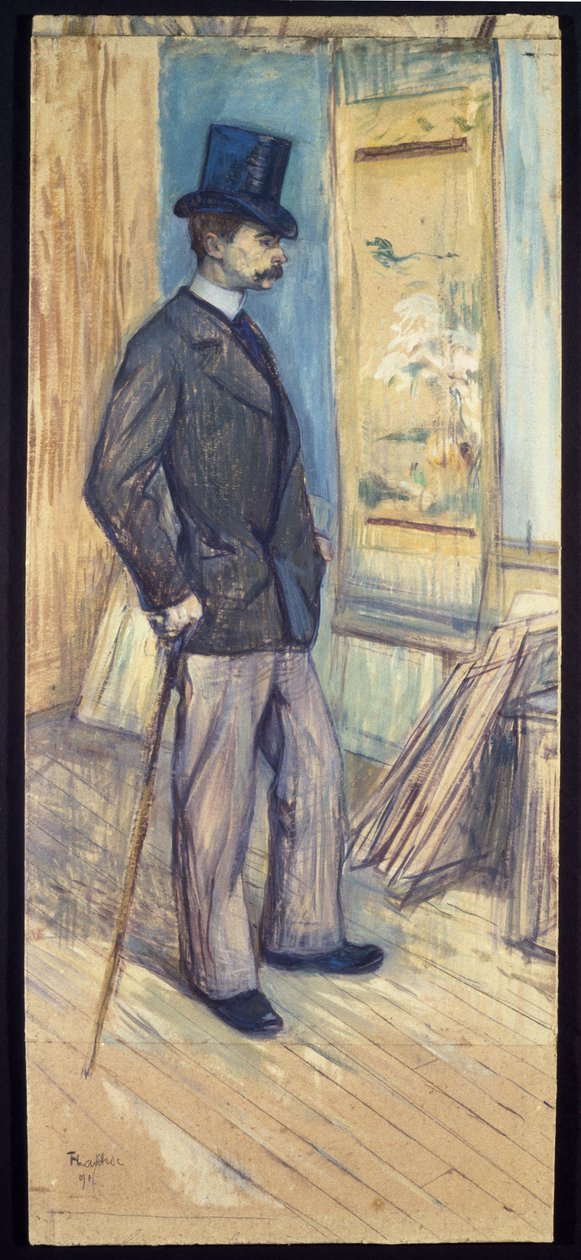 M. Paul Sescau的肖像，1891年（纸板上的油和水粉） 作者 亨利·德·图卢兹·劳特雷克