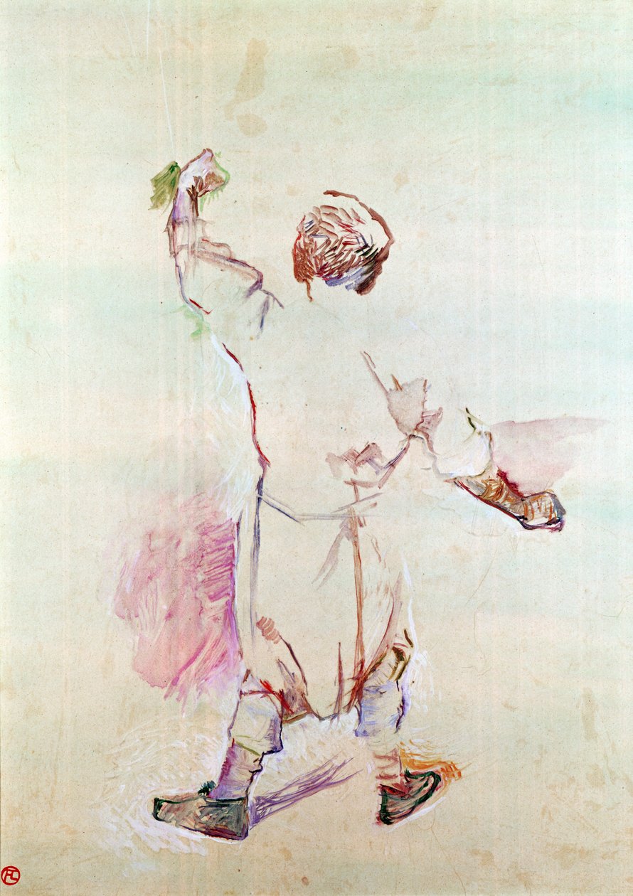 穿着长衬衫的男人的后背，1888年（木头上的油） 作者 亨利·德·图卢兹·劳特雷克