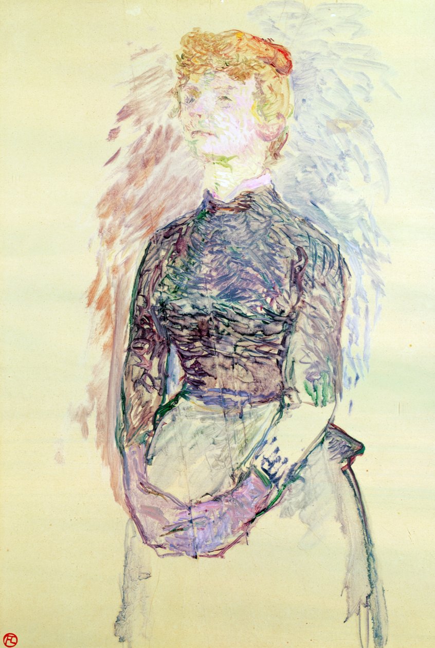 女人站，研究&39;A Batignolles de Bruant&39;，1888年（油木） 作者 亨利·德·图卢兹·劳特雷克