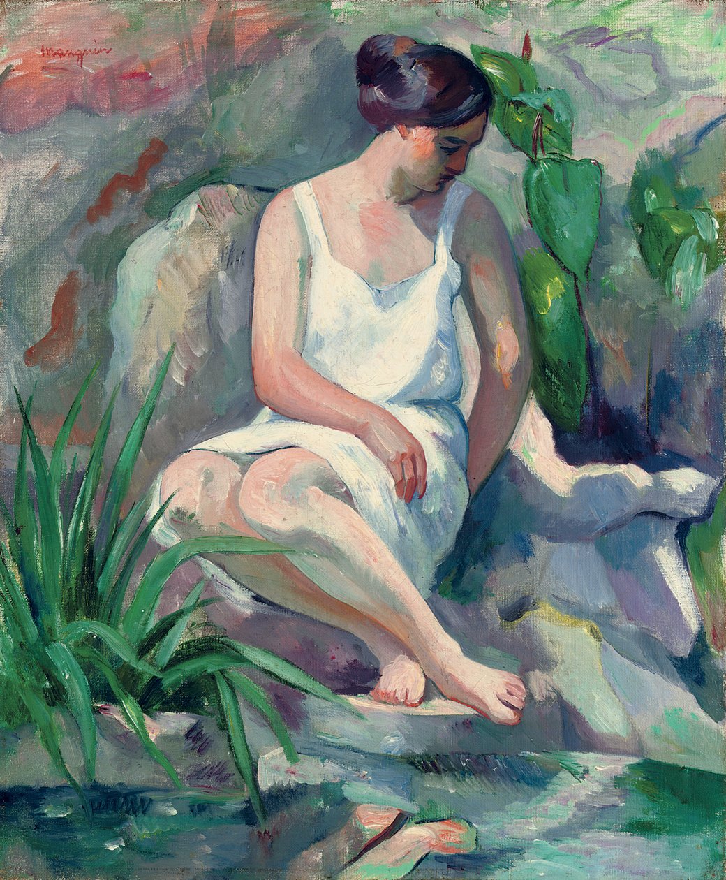 卡西斯的坐浴者（让娜）; Baigneuse assise a Cassis (Jeanne) 作者 亨利·查尔斯·曼甘