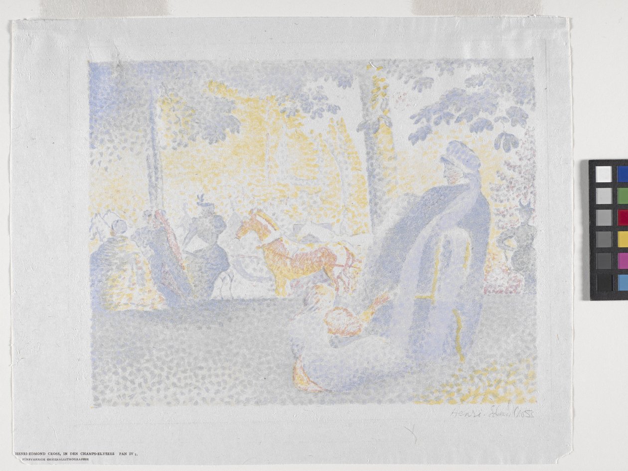 Aux Champs-Elysées（《香榭丽舍大街》）1898 年（彩色石版画） 作者 亨利埃德蒙克罗斯