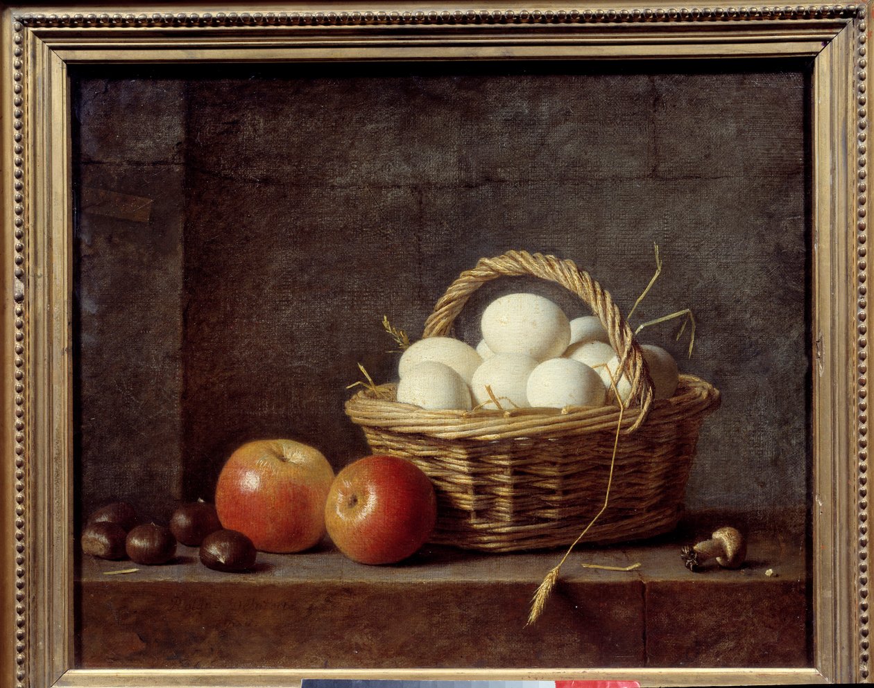 鸡蛋篮子。 罗兰·德拉波特 (Roland Delaporte) 的绘画（1724 - 1793） 作者 亨利·霍勒斯·罗兰·德拉波特