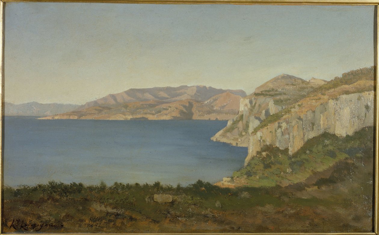 蔚蓝海岸，地中海海湾，1890 年至 1915 年间（油画） 作者 亨利·约瑟夫·哈皮尼
