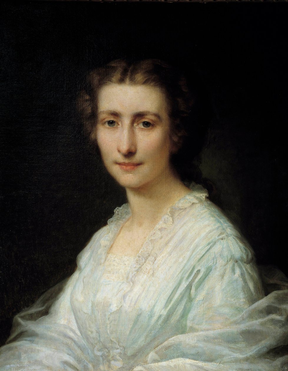 一个女人的画像。 绘画亨利·莱曼 (Karl Ernest (Ernst) Rudolf Heinrich Salem dit) (1814-1882) 19 世纪巴黎，Musee Carnavalet 作者 亨利·莱曼（Henri Lehmann）
