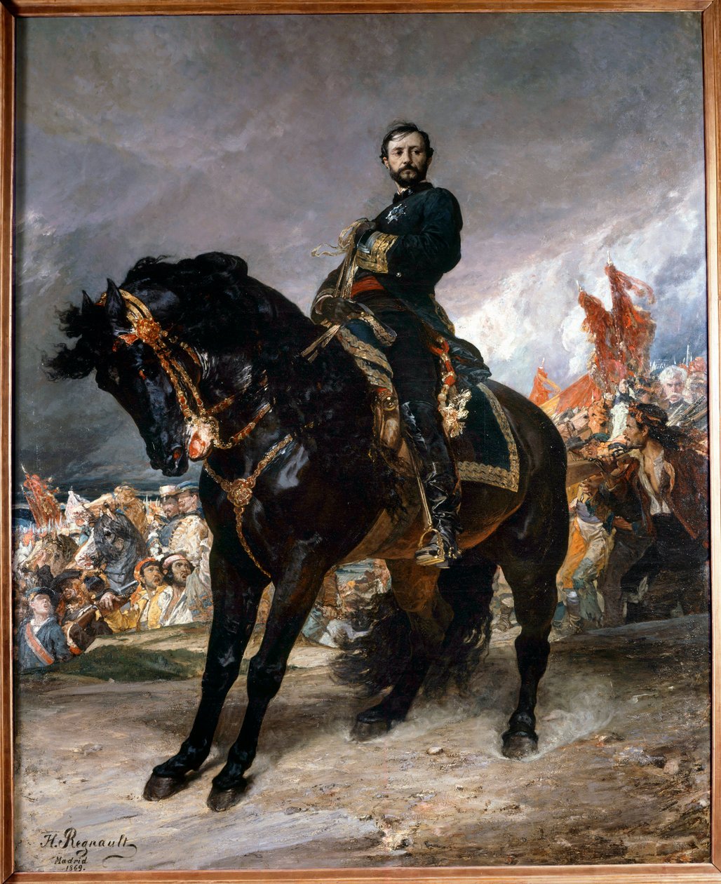 Revolution of September (Gloriosa): “” General Juan Prim (1843-1871) riding in front of Madrid, at the head of the insurges of the Spanish Revolution on October 8 作者 亨利·亚历山大·乔治·雷格诺特