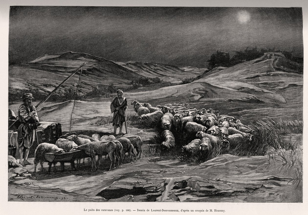 拖车很好。 由 Laurent Desrousseaux 雕刻以说明故事“A travers la Perse meridionale”，由 C.Babin 和 F.Houssay 于 1885 年在 Le tour du Monde 1892 中绘制，由 Edouard Charton（1807-1891）执导，巴黎阿歇特。 作者 亨利·阿方斯（Henri Alphonse）Louis Laurent Desrousseaux