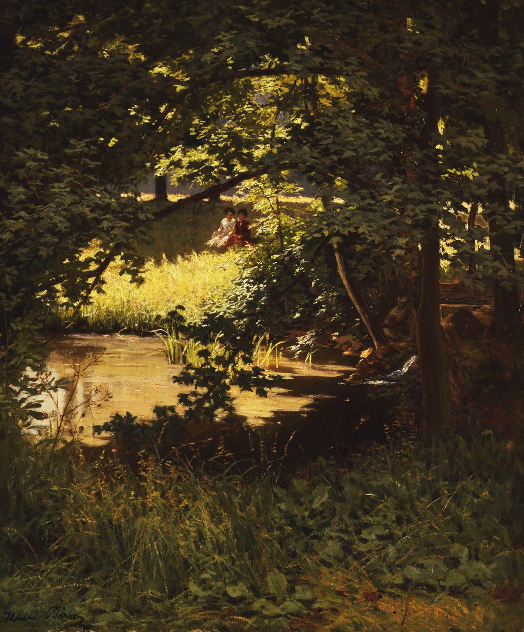 河边的夏日（布面油画） 作者 亨利·比瓦（Henri Biva）