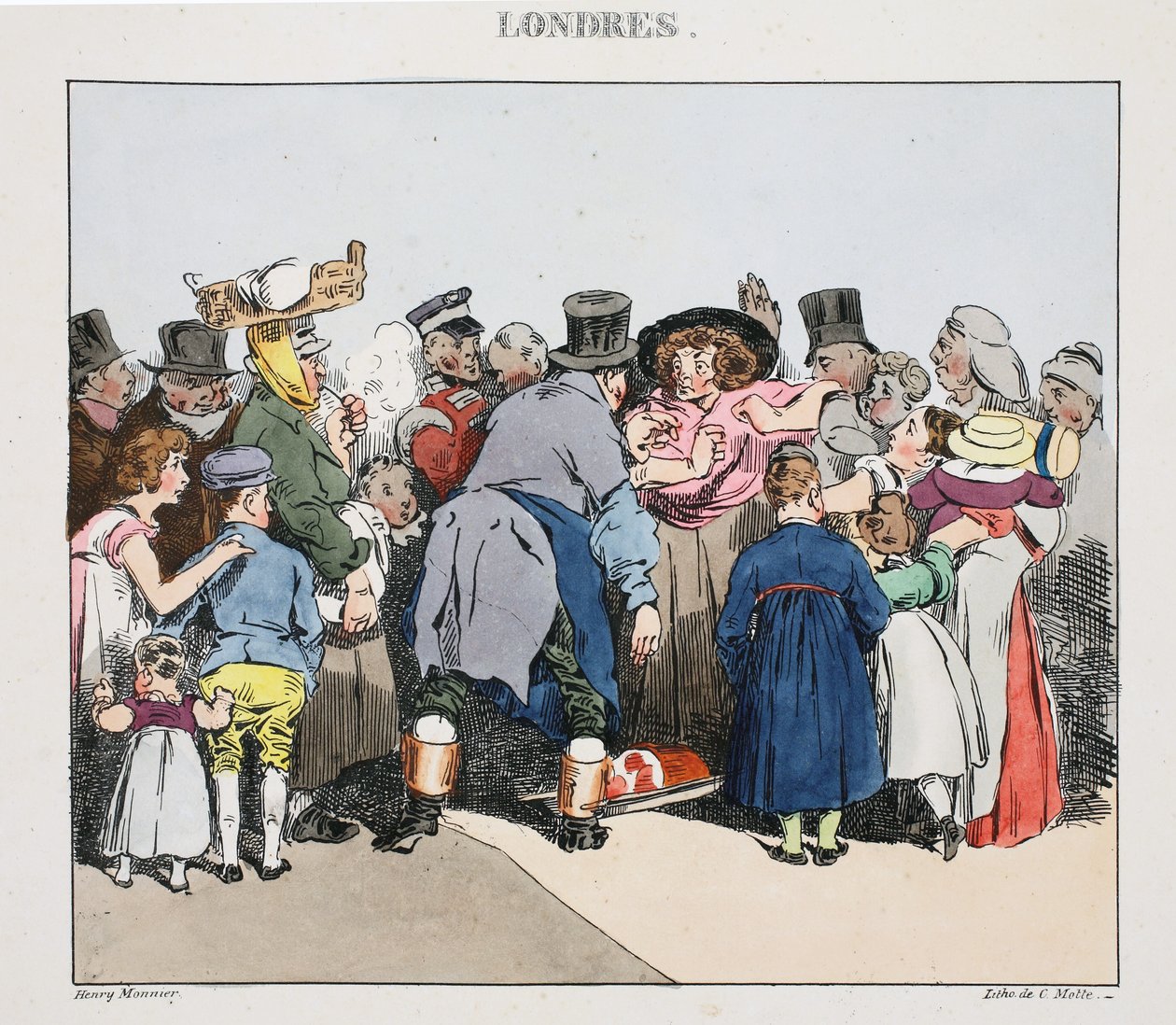 来自&39;Londres&39;的插图由Henri Monnier，酒吧。巴黎，c.1828（手工彩色光刻） 作者 亨利·邦纳维特·蒙尼尔