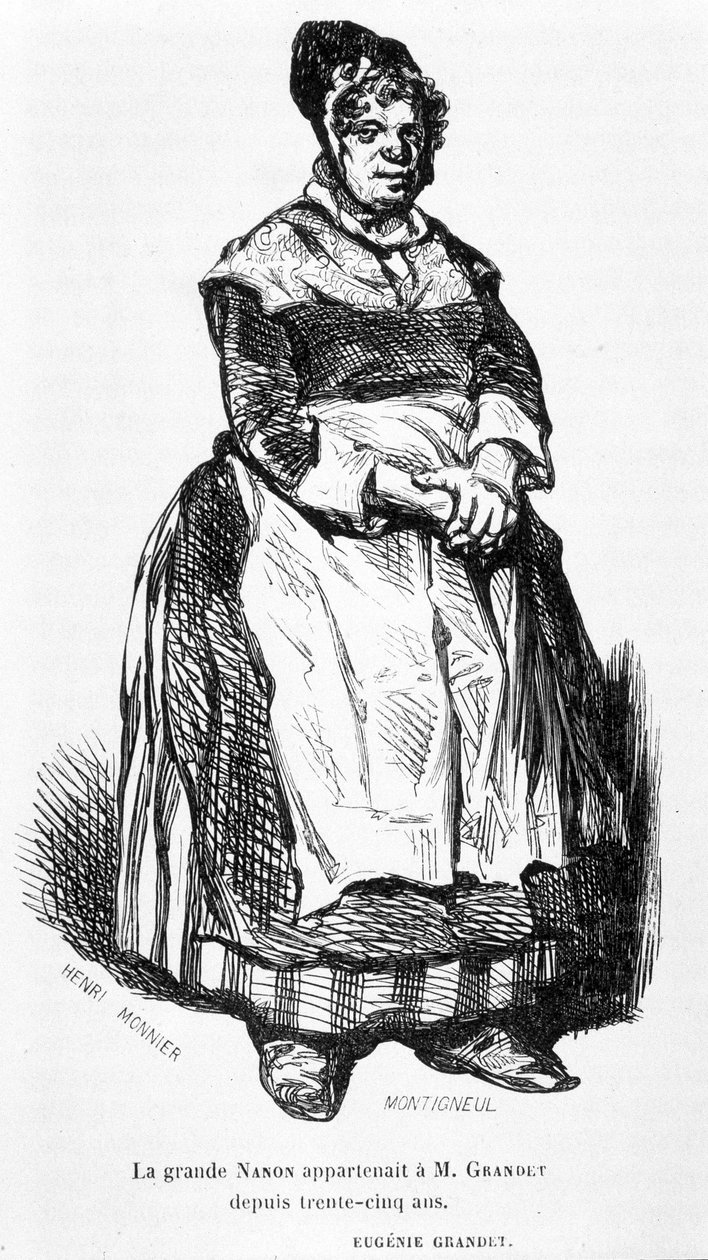 La grande Nanon - 载于 "Eugénie Grandet"，由Henri Monnier绘图，原版1843年。 作者 亨利·邦纳维特·蒙尼尔
