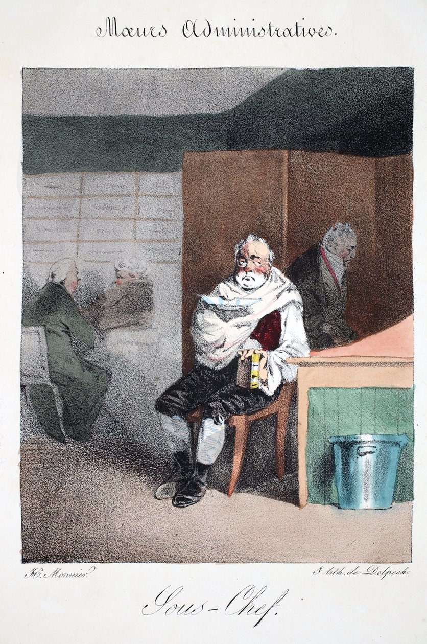 Sous-chef，来自&39;Meurs Administratives，来自大自然&39;的插图，作者是Henri Monnier，由Delpech，酒吧进行平版印刷。巴黎，c.1828（手工彩色光刻） 作者 亨利·邦纳维特·蒙尼尔