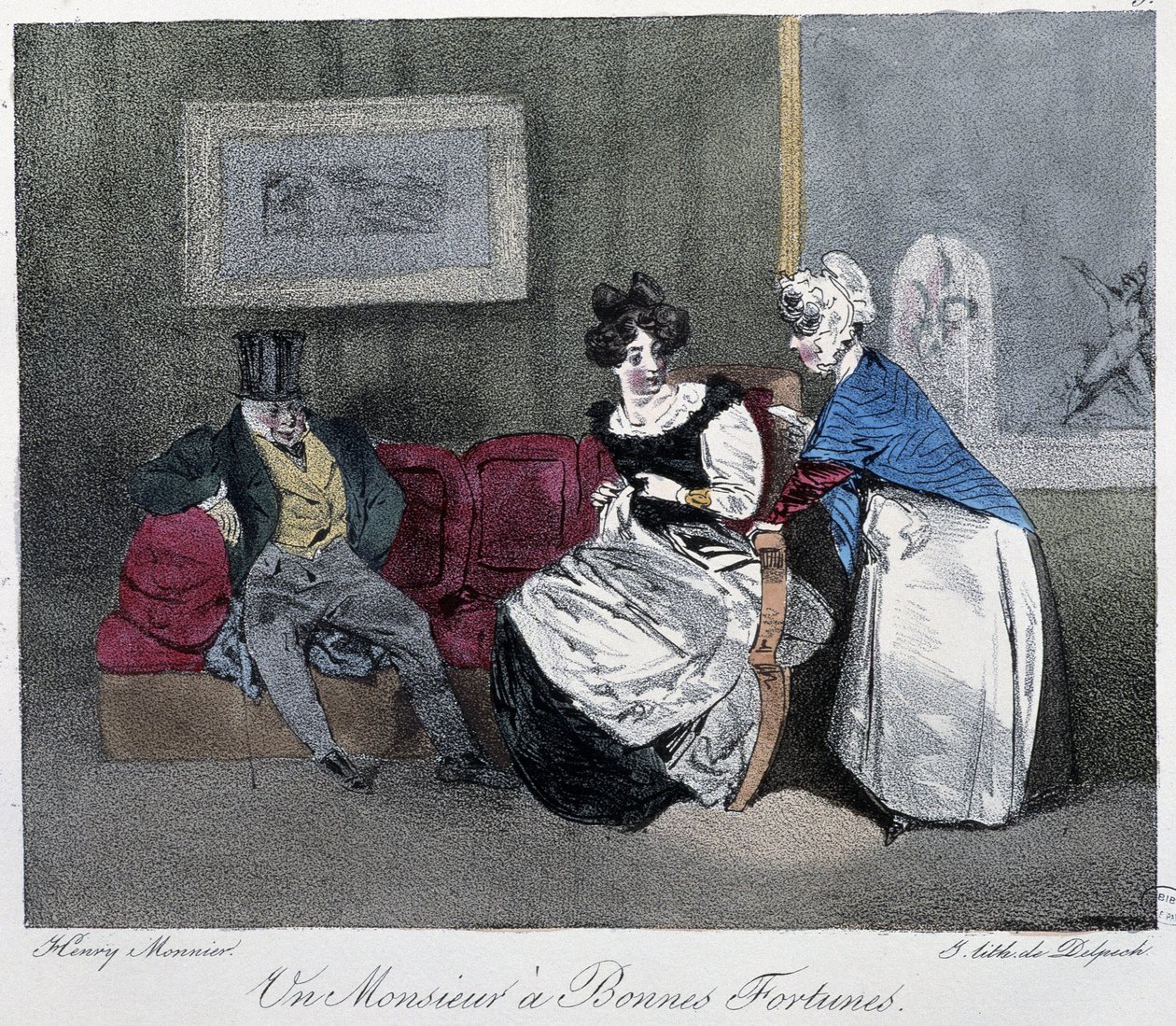 Un Monsieur à bon Fortunes - 在 Henri Monnier 编的“”Parisian Sketches”中。 德尔佩奇, 巴黎 作者 亨利·邦纳维特·蒙尼尔