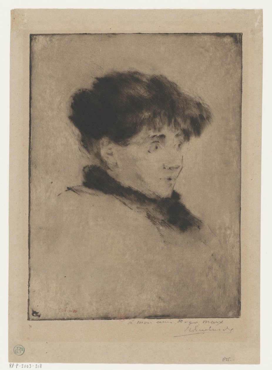 伊娃-冈萨雷斯肖像 作者 Henri Charles Guérard（艺术家签名）