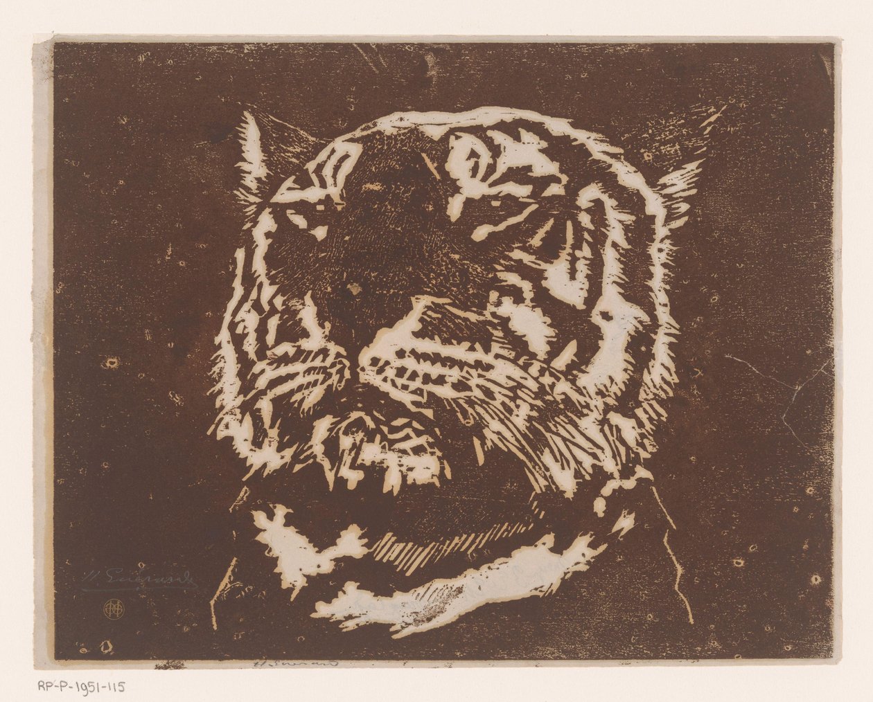 老虎 作者 Henri Charles Guérard（艺术家签名）