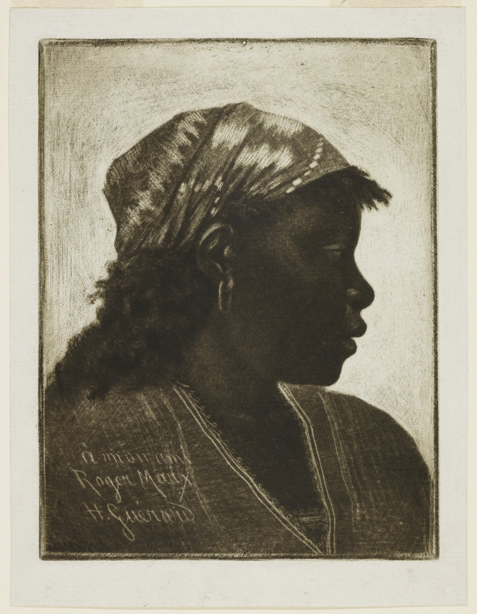 Negress 的头，c.1888 (mezzotint) 作者 亨利·查尔斯·瓜拉德