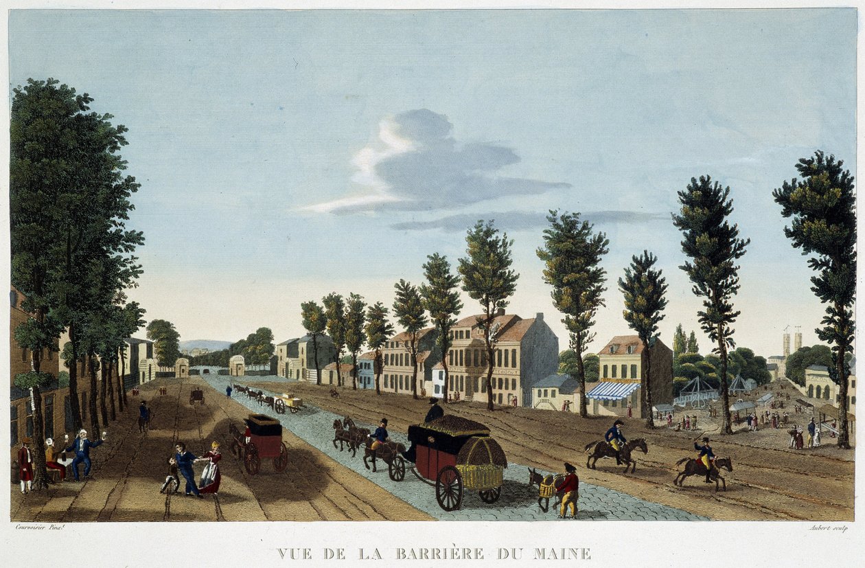 缅因堡垒的景观--载于《巴黎风光，约1810年》。Les Barriers de Paris"，库瓦西耶著 作者 亨利·库沃西耶·沃辛（Henri Courvoisier-Voisin）