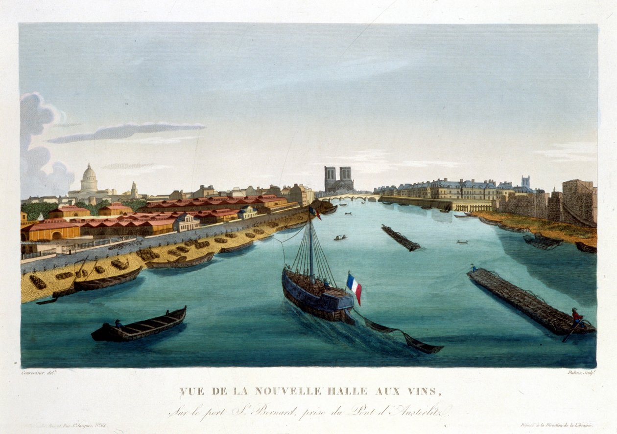 La nouvelle halle aux vins (Bercy), 约1820年在 "Vues de Paris" by Courvoisier 1827La nouvelle halle aux vins (Bercy), 约1820年在Vues de Paris by Courvoisier 1827 作者 亨利·库沃西耶·沃辛（Henri Courvoisier-Voisin）