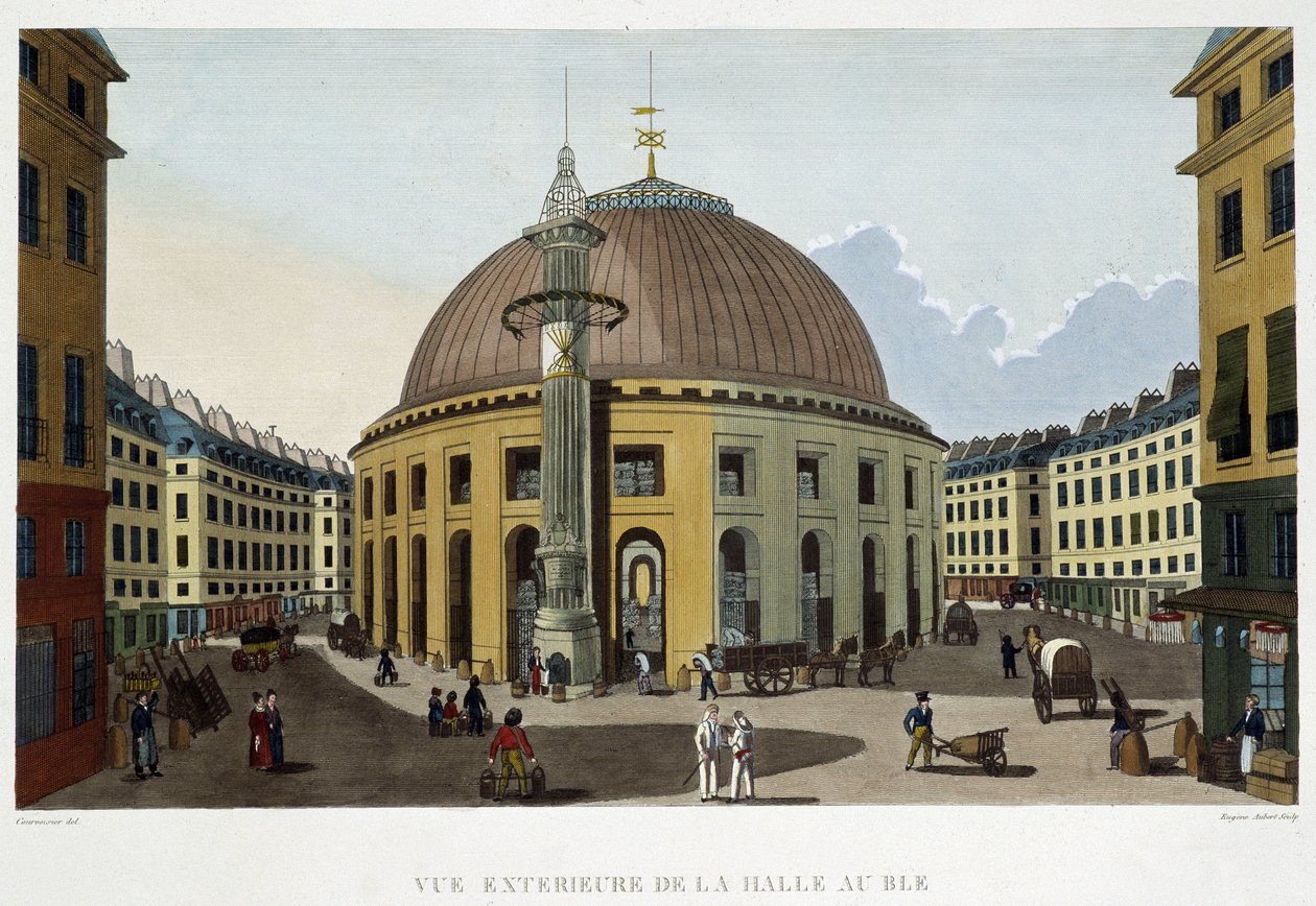 Halle au blé的外观--在Courvoisier的 "Vues de Paris "中 作者 亨利·库沃西耶·沃辛（Henri Courvoisier-Voisin）