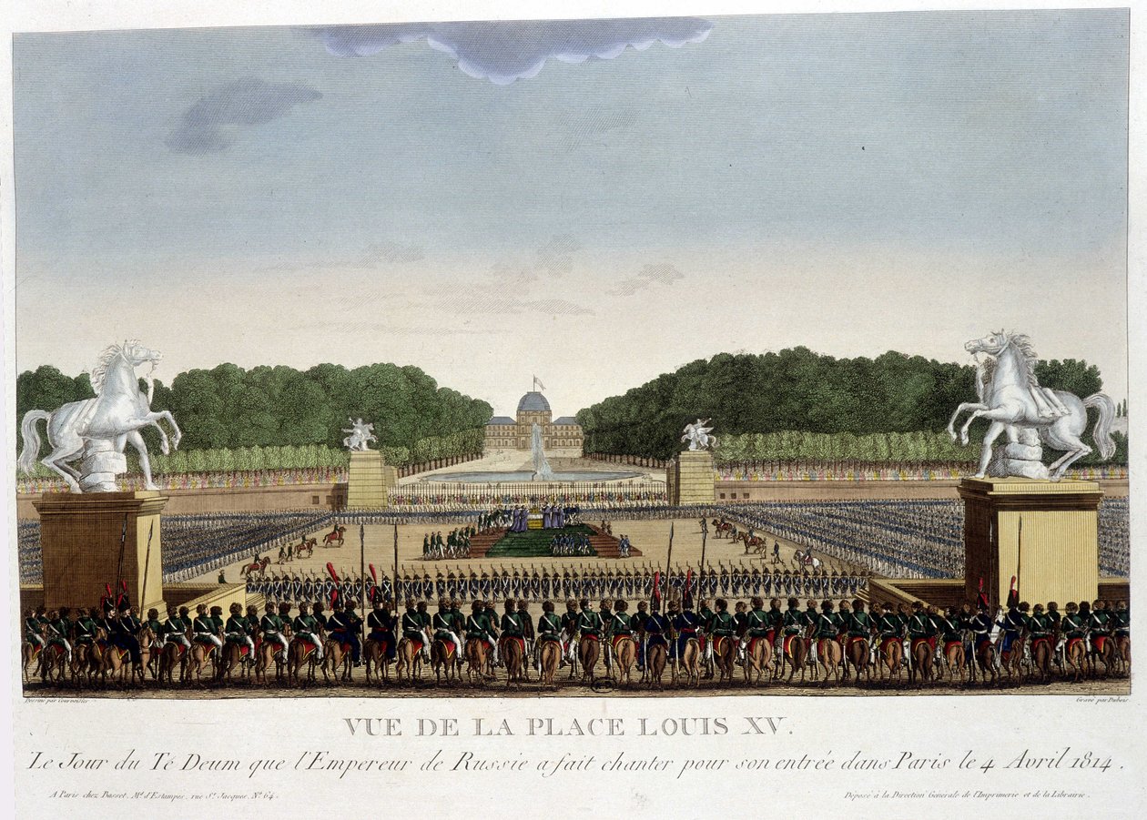 路易十五广场（协和广场），1820年左右，载于Courvoisier 1827年的《巴黎风光》。 作者 亨利·库沃西耶·沃辛（Henri Courvoisier-Voisin）