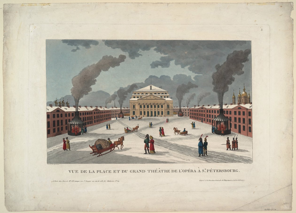 圣彼得堡帝国莫斯科卡姆尼剧院，c。 1811 作者 亨利·库沃西耶·沃辛（Henri Courvoisier-Voisin）