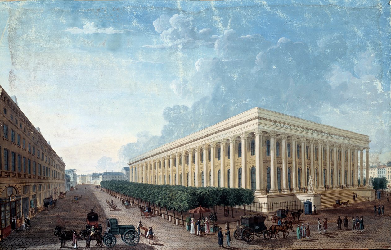 The Stock Exchange and the Place de la Bourse in Paris. (Painting, v.1800) 作者 亨利·库沃西耶·沃辛（Henri Courvoisier-Voisin）
