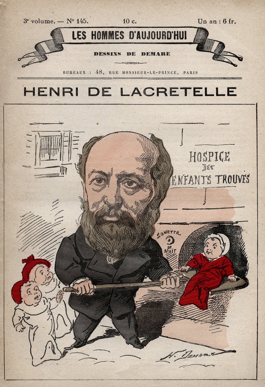 Henri de Lacretelle (1815-1899)法国政治家、作家的漫画--出自《今日之人》，约1880年 1880年由Henri Demare (1846-1888)绘制。 作者 亨利·迪马雷
