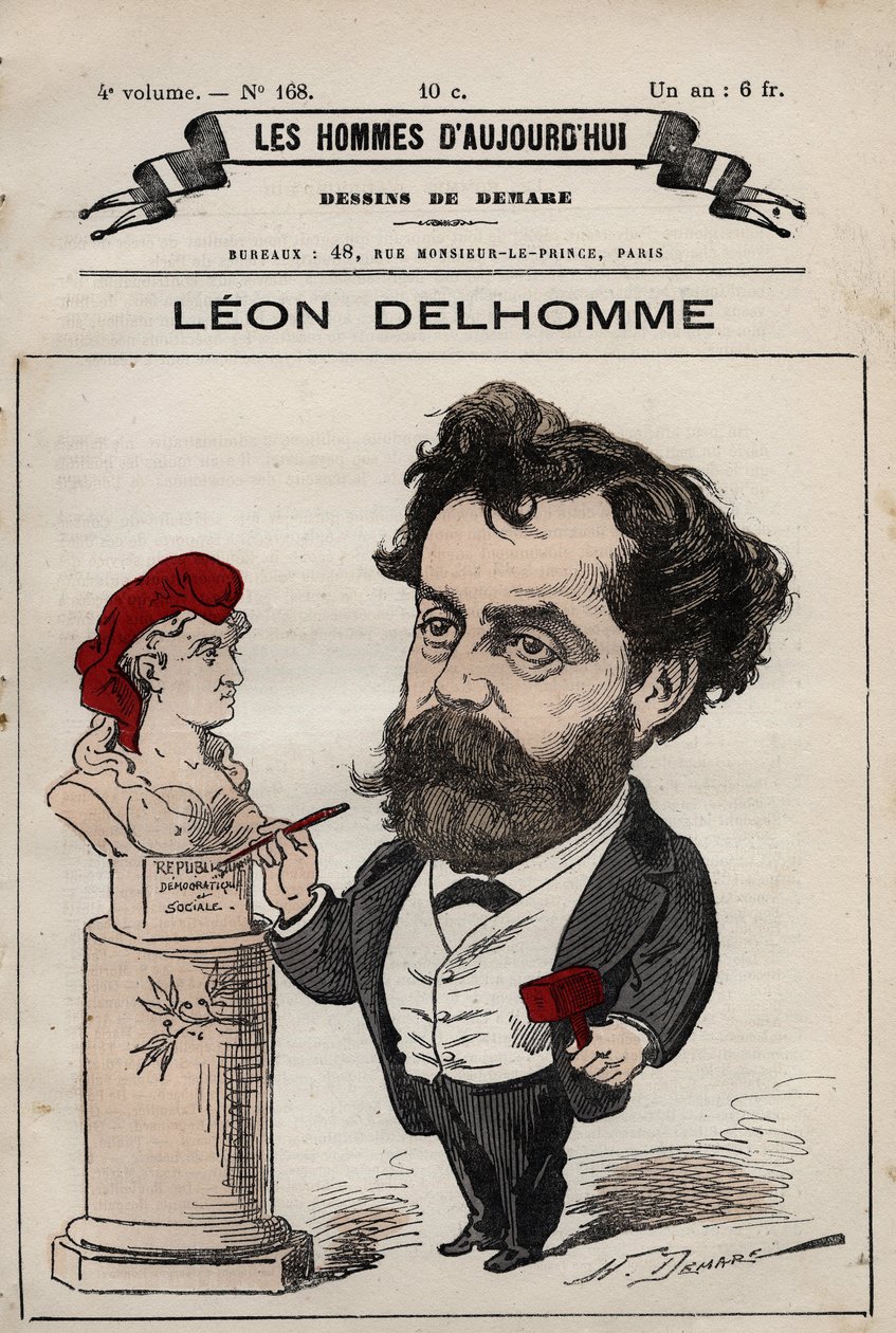 法国雕塑家Leon Alexandre Delhomme (1841-1895)的漫画，出自《今日之人》，约1880年 1880年，Henri Demare (1846-1888)创作。 作者 亨利·迪马雷
