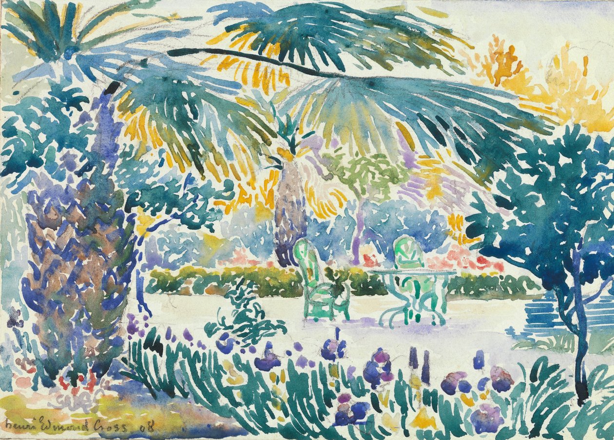 圣克莱尔画家花园，1908年（石墨上空） 作者 亨利·埃德蒙·克罗斯