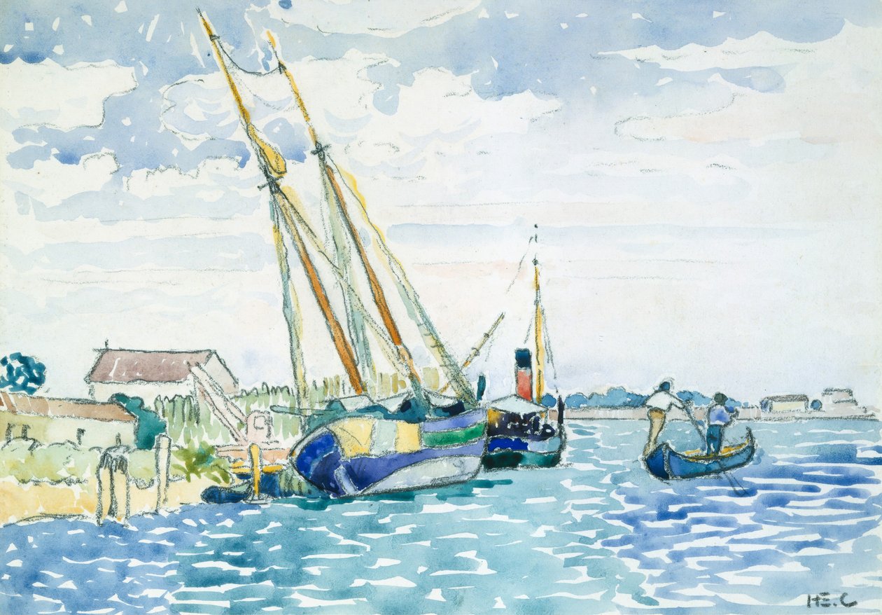 威尼斯附近的海洋景象船，1903年。 作者 亨利·埃德蒙·克罗斯