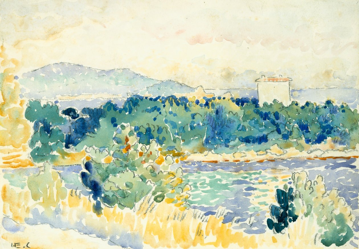 带有白宫的地中海景观，1900-1905。 作者 亨利·埃德蒙·克罗斯