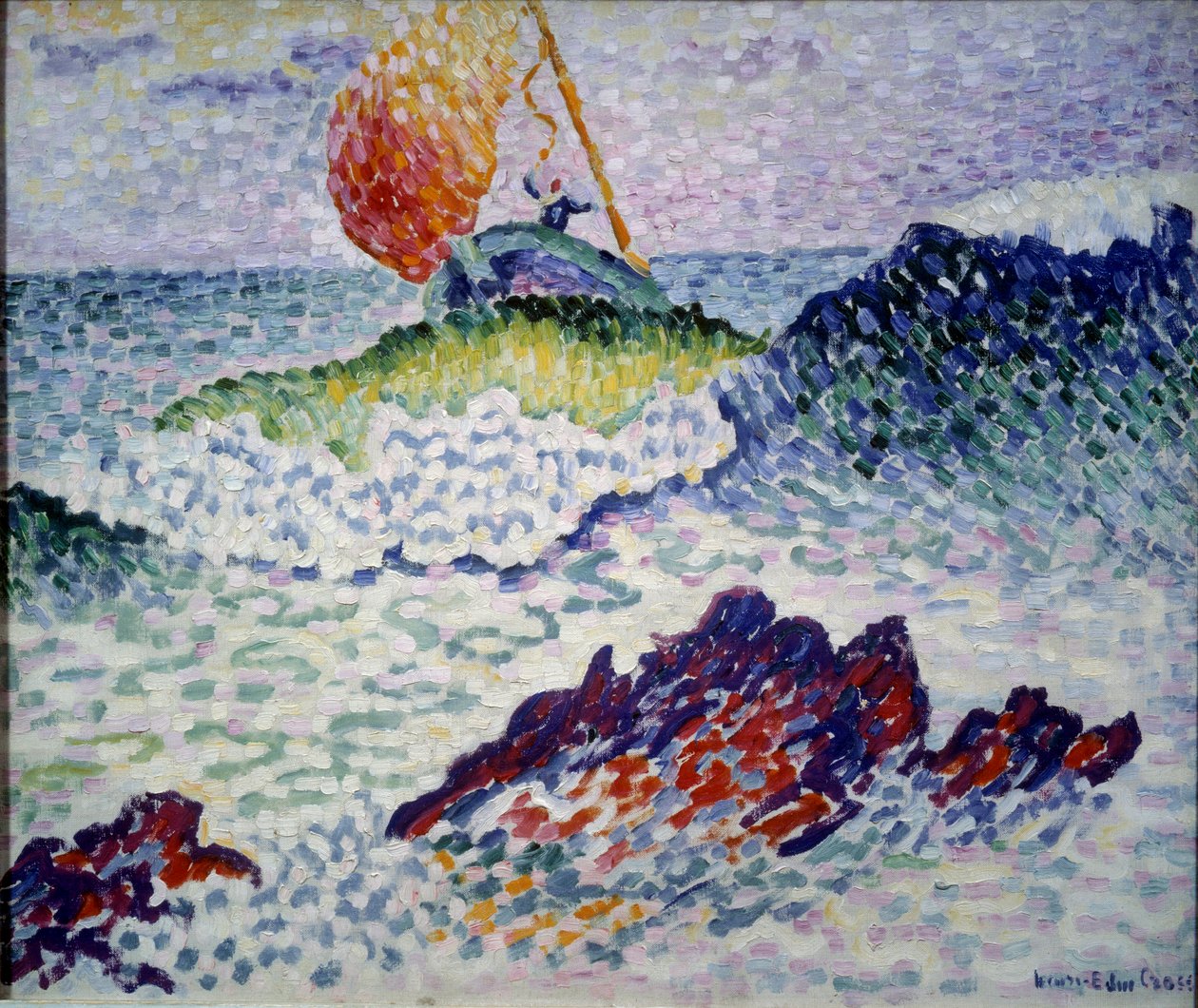 沉船。 Henri Delacroix Dit Cross (Henri Edmond Cross) 的绘画 (1856-1910) 作者 亨利·埃德蒙·克罗斯
