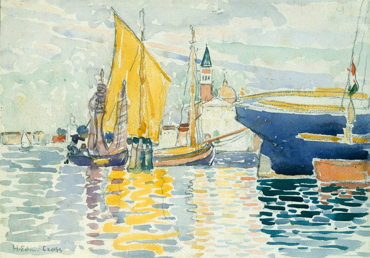 威尼斯-Giudecca，1903年（wc，石墨和重型白色编织纸上的木炭） 作者 亨利·埃德蒙·克罗斯