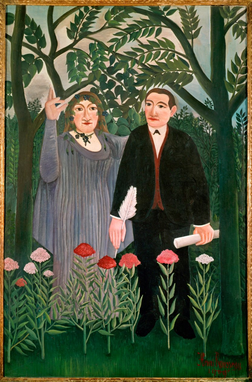 缪斯给了诗人灵感（布面油画） 作者 亨利·埃米利安·卢梭（Henri Emilien Rousseau）