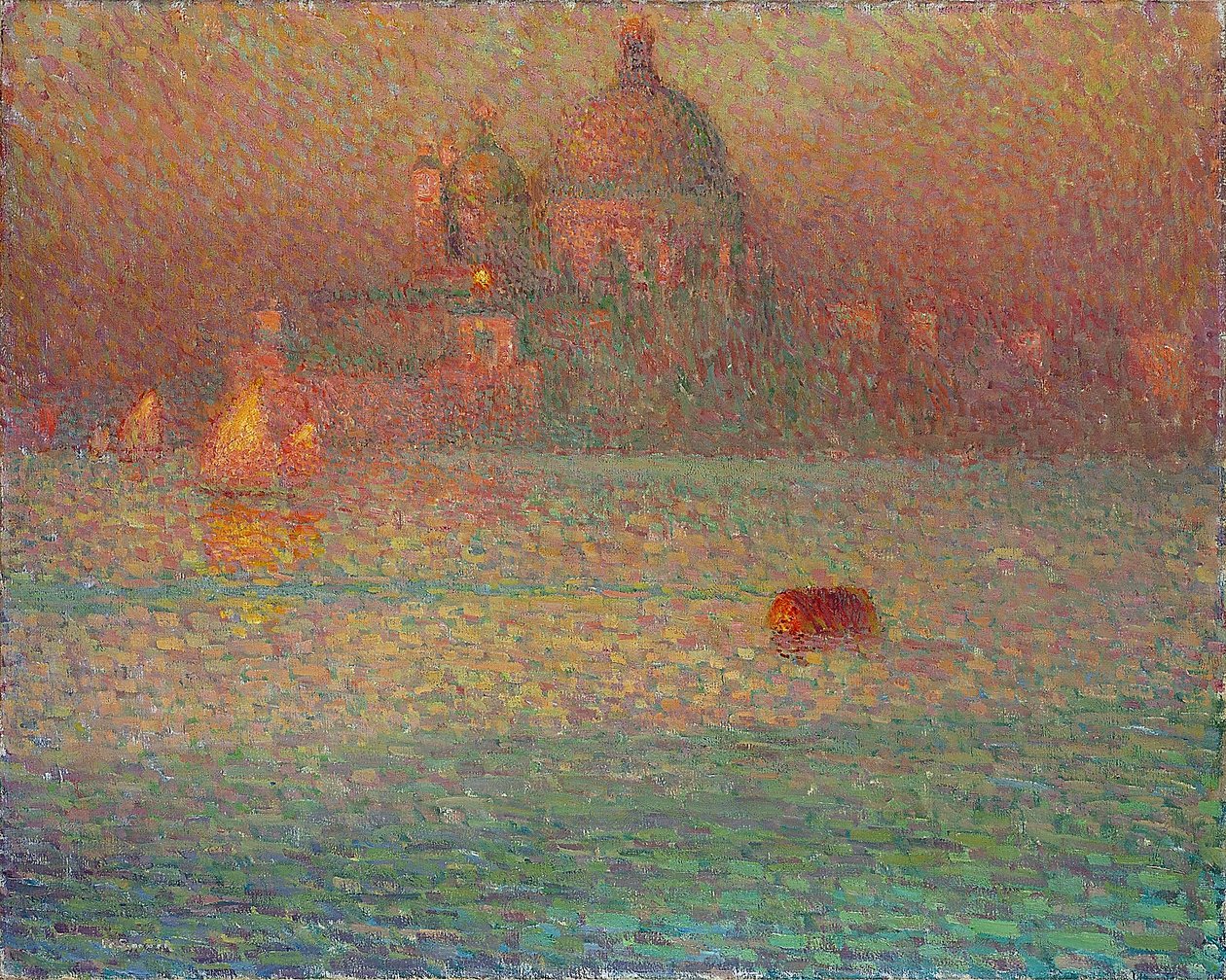 烟花--威尼斯的冬日早晨--亨利-勒西丹纳（1862-1939 年）的画作，布面油画 作者 亨利·尤金·奥古斯丁·勒·斯达纳