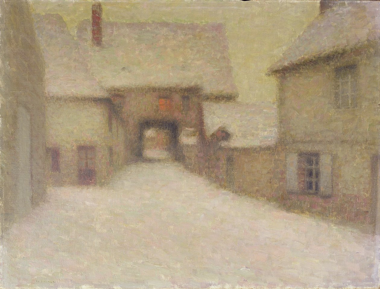 雪，老村，Gerberoy，1902年 作者 亨利·尤金·奥古斯丁·勒·斯达纳