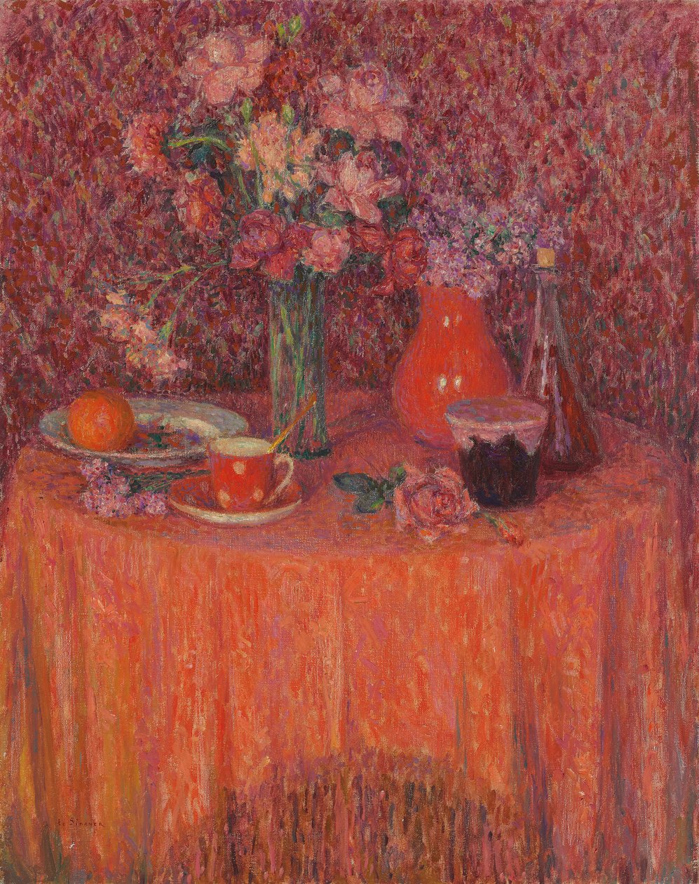 桌子，红色的和谐； Le Table，Harmonie Rouge 作者 亨利·尤金·奥古斯丁·勒·斯达纳