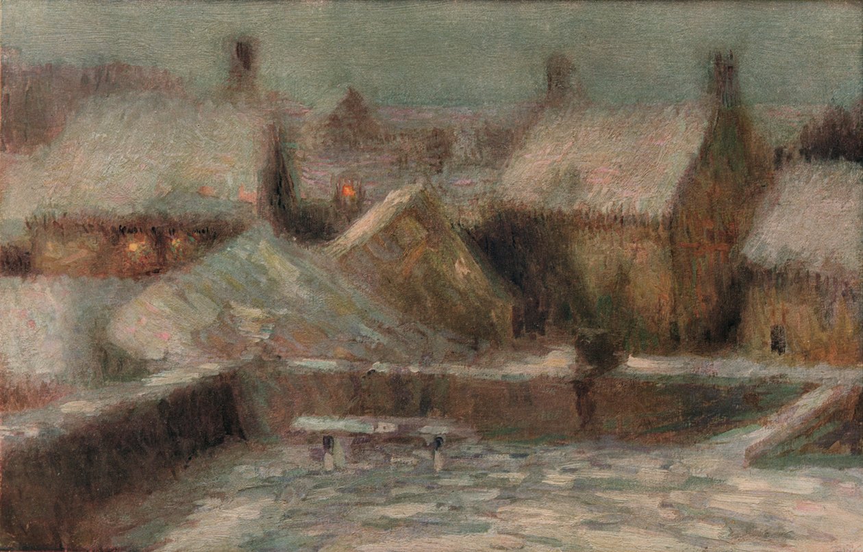 雪景夜，c1901 作者 亨利·尤金·勒·西达纳
