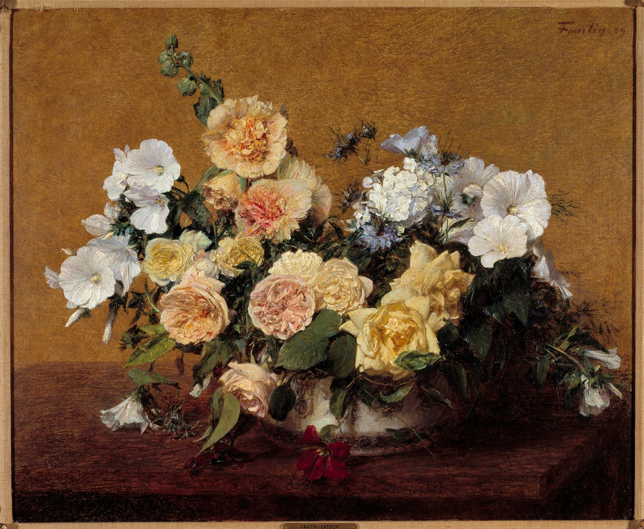 亨利·方丹·拉图 (Fantin-Latour) 绘画的花束 作者 伊格纳斯·亨利·让·范坦·拉图尔