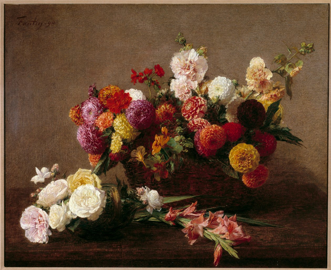 这是仲夏的花朵Henri Fantin Latour的绘画 作者 伊格纳斯·亨利·让·范坦·拉图尔